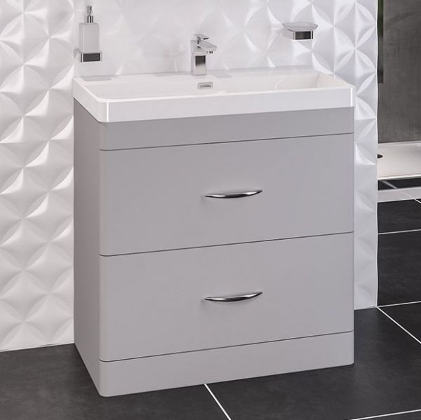 Eastbrook Cavone 800 Grey Floor Standing 2 Drawer Vanity Unit