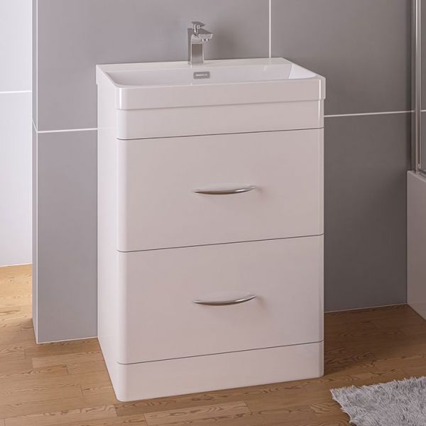 Eastbrook Cavone 800 White Floor Standing 2 Drawer Vanity Unit