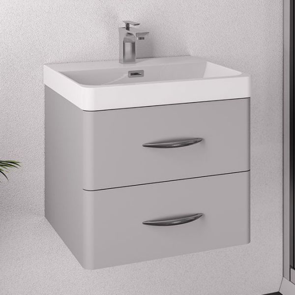 Eastbrook Cavone 500 Grey Wall Hung 2 Drawer Vanity Unit