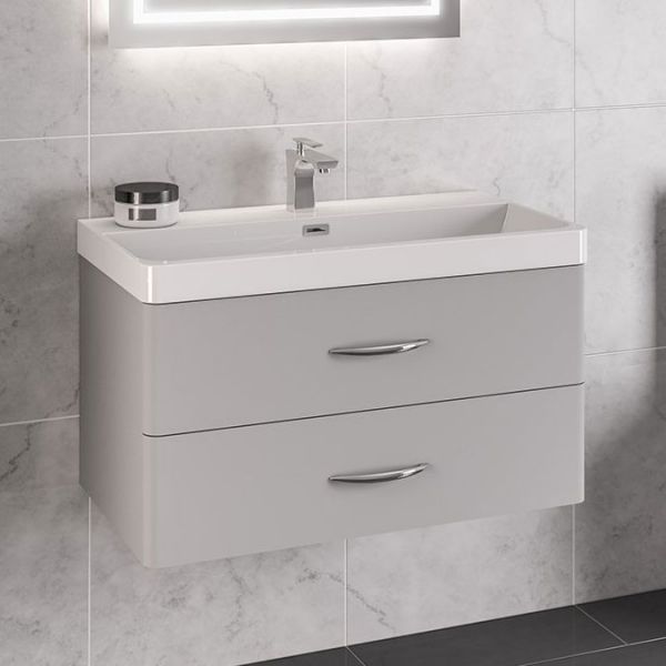 Eastbrook Cavone 800 Grey Wall Hung 2 Drawer Vanity Unit