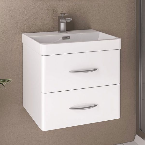 Eastbrook Cavone 500 White Wall Hung 2 Drawer Vanity Unit