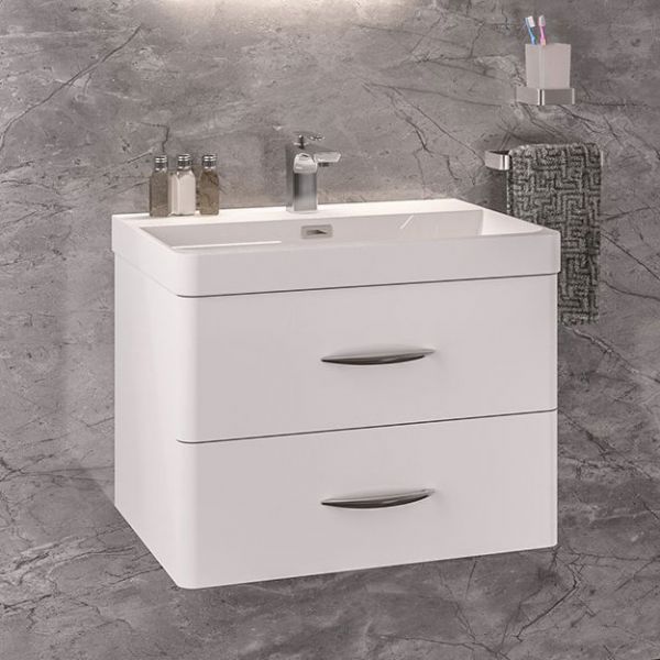 Eastbrook Cavone 600 White Wall Hung 2 Drawer Vanity Unit