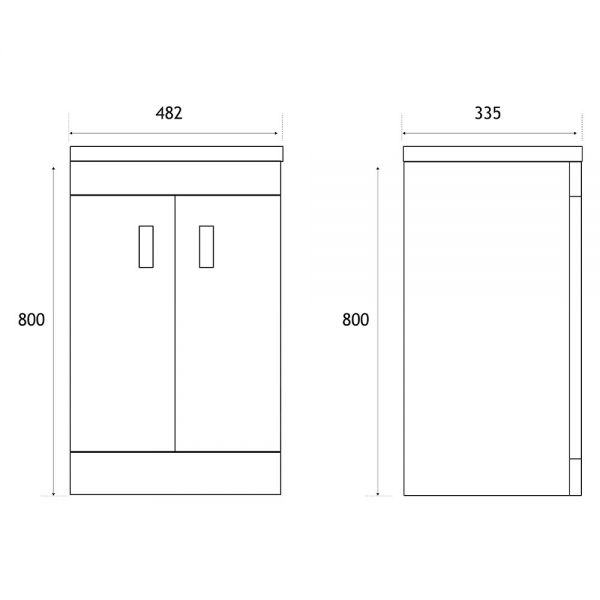 Eastbrook Cavone II 500 Grey Floor Standing 2 Door Vanity Unit #2