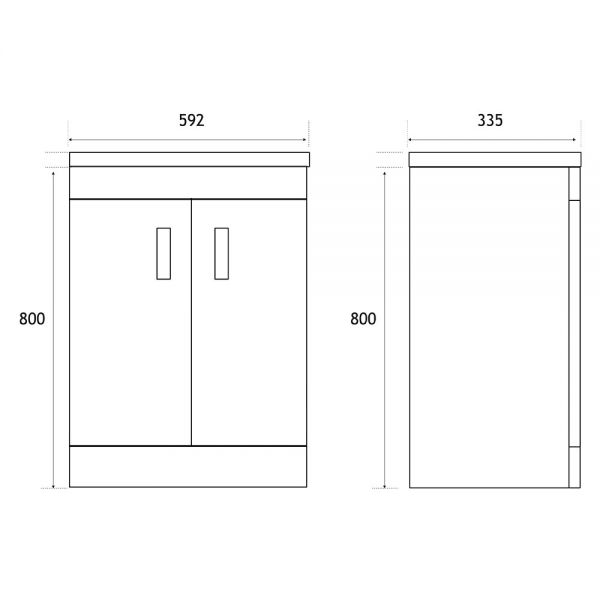 Eastbrook Cavone II 600 Oak Floor Standing 2 Door Vanity Unit #2