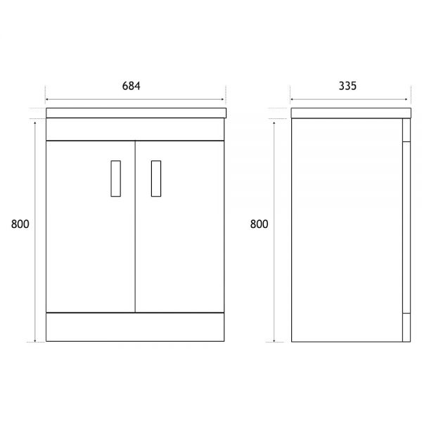 Eastbrook Cavone II 700 White Floor Standing 2 Door Vanity Unit #3