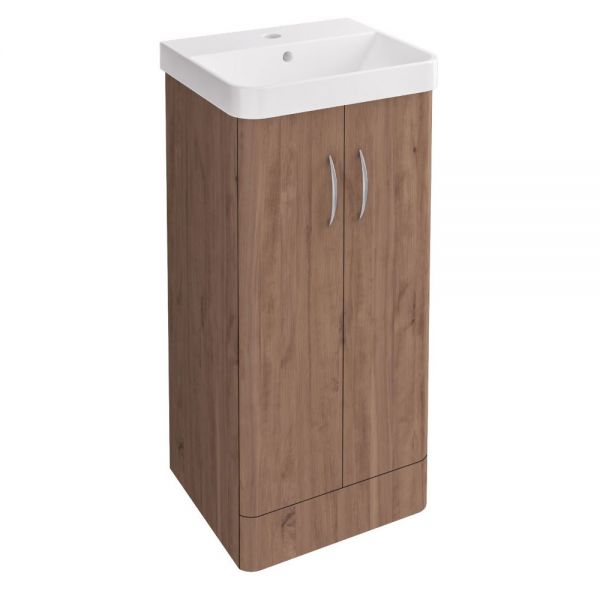 Eastbrook Cavone II 400 Oak Floor Standing 2 Door Vanity Unit