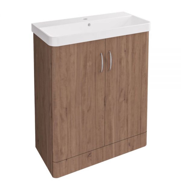 Eastbrook Cavone II 700 Oak Floor Standing 2 Door Vanity Unit