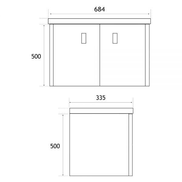 Eastbrook Cavone II 700 Grey Wall Hung 2 Door Vanity Unit #3