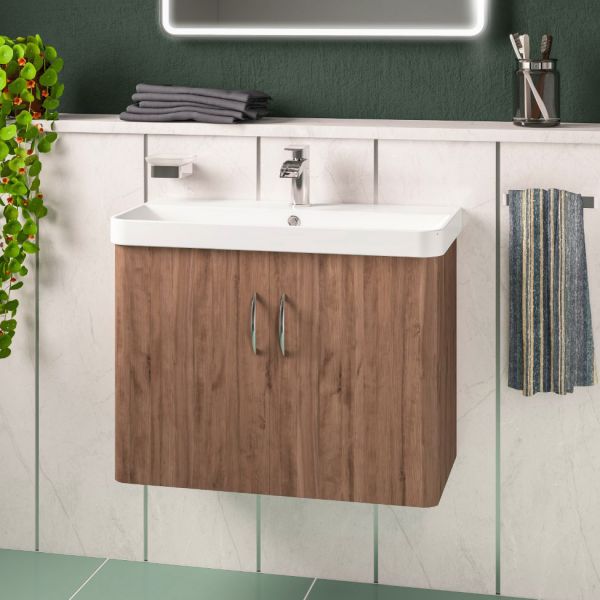 Eastbrook Cavone II 700 Oak Wall Hung 2 Door Vanity Unit #2