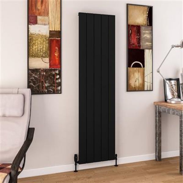 Eastbrook Charlton 1800 x 470 Vertical Matt Black Designer Aluminium Radiator