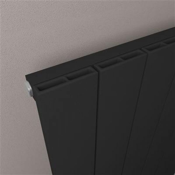 Eastbrook Charlton 1800 x 470 Vertical Matt Black Designer Aluminium Radiator #3