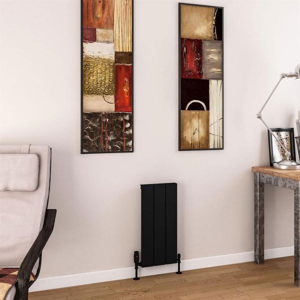 Eastbrook Charlton 600 x 280 Matt Black Aluminium Designer Radiator #2