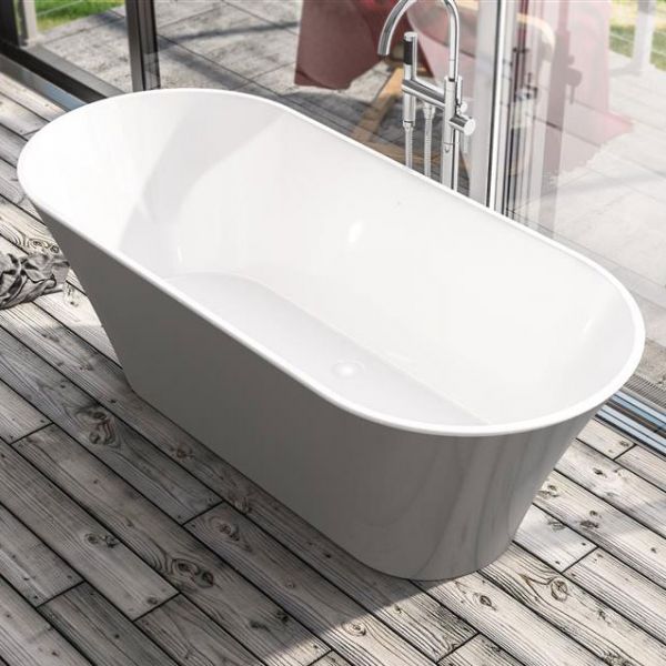 Eastbrook Charlton Gloss Grey Double Ended Freestanding Bath 1650 x 740mm #2
