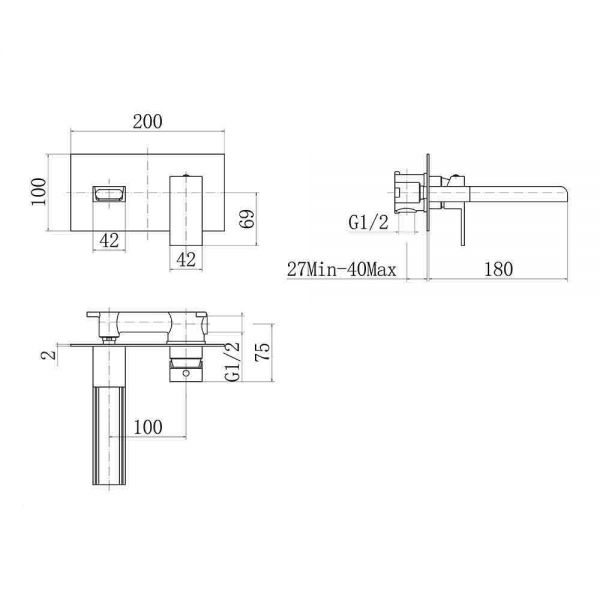 Eastbrook Chetwodel Chrome Wall Mounted Basin Mixer Tap #2
