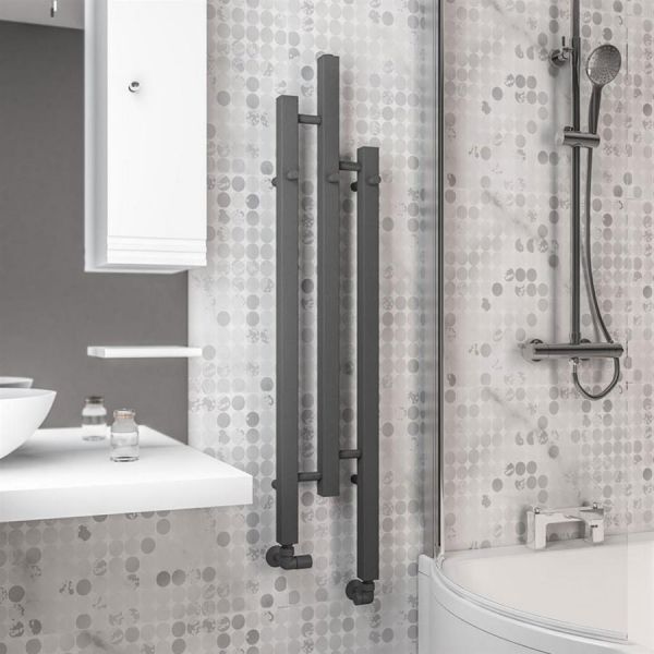 Eastbrook Conwy 1200 x 220 Matt Anthracite Designer Towel Rail #2