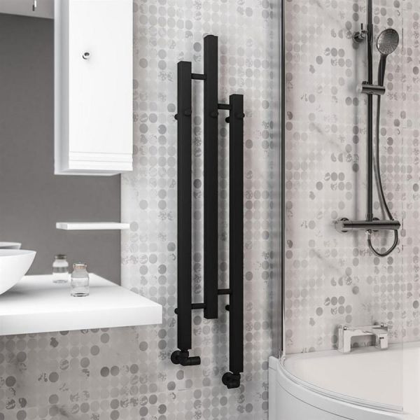 Eastbrook Conwy 1200 x 220 Matt Black Designer Towel Rail #2