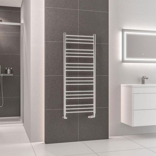 Eastbrook Corinium Round 1200 x 500 Chrome Towel Rail #2