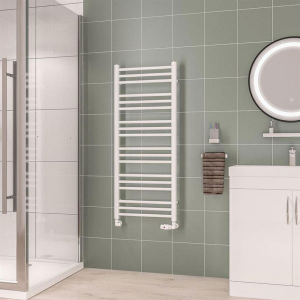 Eastbrook Corinium Round 1200 x 500 Gloss White Towel Rail #2