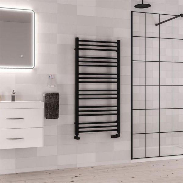 Eastbrook Corinium Round 1200 x 600 Matt Black Towel Rail #2