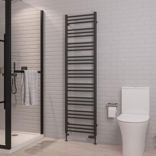 Eastbrook Corinium Round 1800 x 500 Matt Anthracite Towel Rail #2