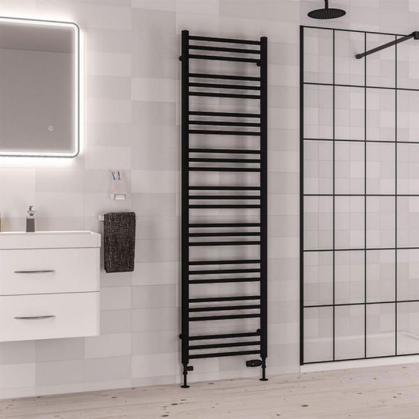 Eastbrook Corinium Round 1800 x 500 Matt Black Towel Rail #2