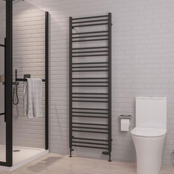 Eastbrook Corinium Round 1800 x 600 Matt Anthracite Towel Rail #2