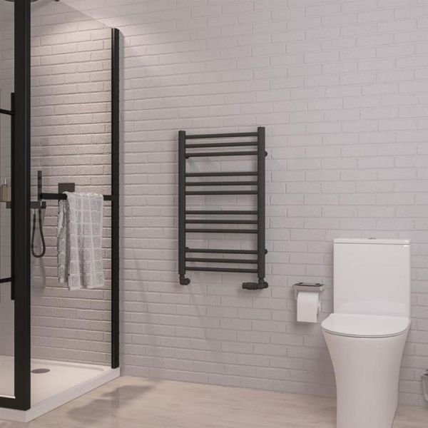 Eastbrook Corinium Round 800 x 500 Matt Anthracite Towel Rail #2