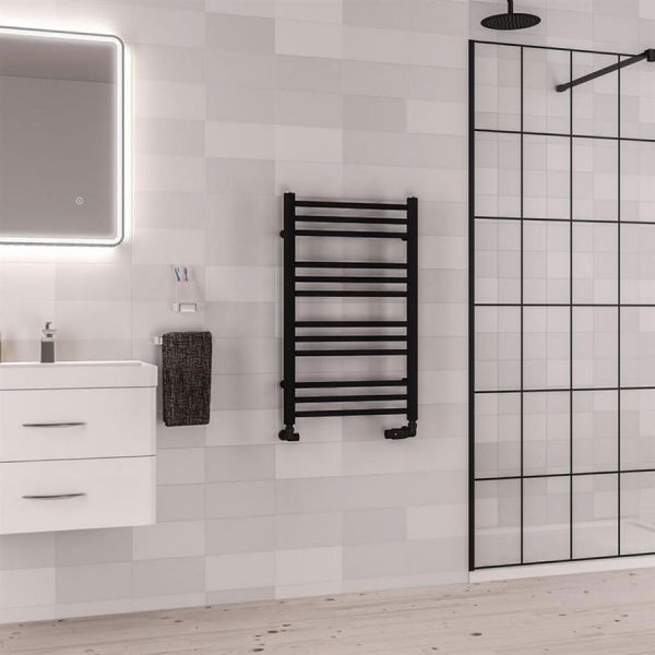Eastbrook Corinium Round 800 x 500 Matt Black Towel Rail #2