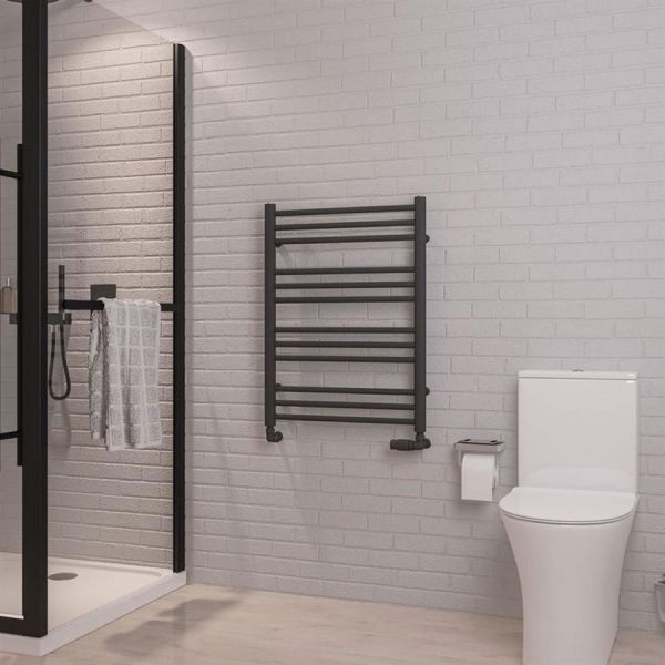 Eastbrook Corinium Round 800 x 600 Matt Anthracite Towel Rail #2