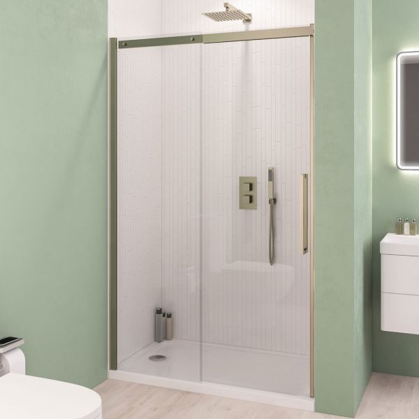 Eastbrook Corniche 2000 Brushed Brass Sliding Shower Door 1700mm 49.6031