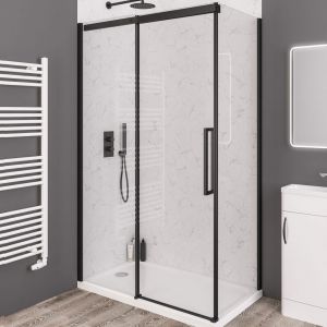 Eastbrook Corniche 2000 Matt Black Sliding Shower Door 1400mm