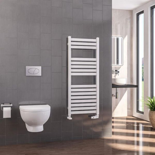 Eastbrook Defford 1200 x 500 Gloss White Designer Towel Rail #2