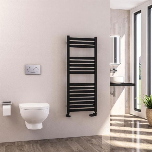 Eastbrook Defford 1200 x 500 Matt Black Designer Towel Rail #2