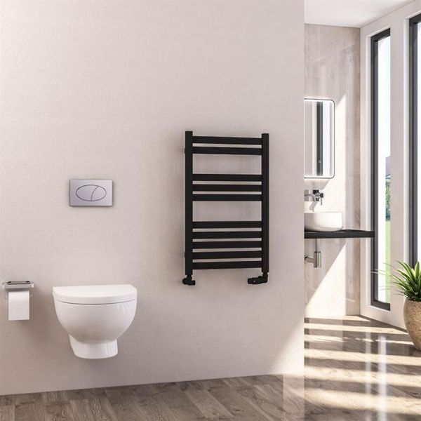 Eastbrook Defford 800 x 500 Matt Black Designer Towel Rail #2