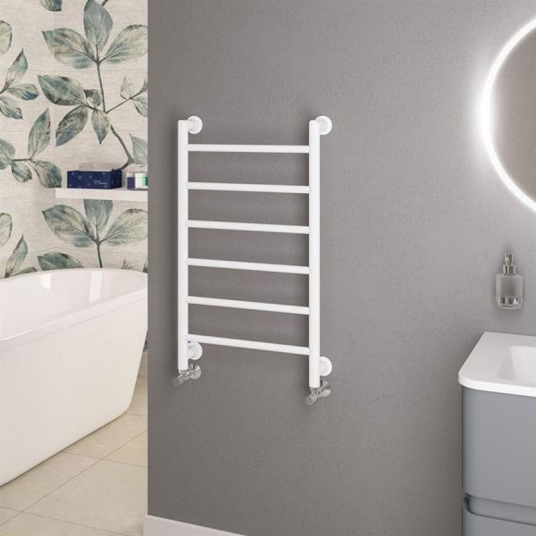 Eastbrook Eshton 800 x 500 Matt White Designer Towel Rail #2