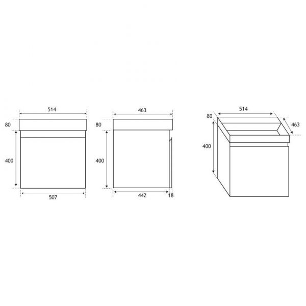 Eastbrook Gravina 500 Grey Wall Hung Vanity Unit #2