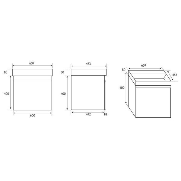 Eastbrook Gravina 600 Grey Wall Hung Vanity Unit #2