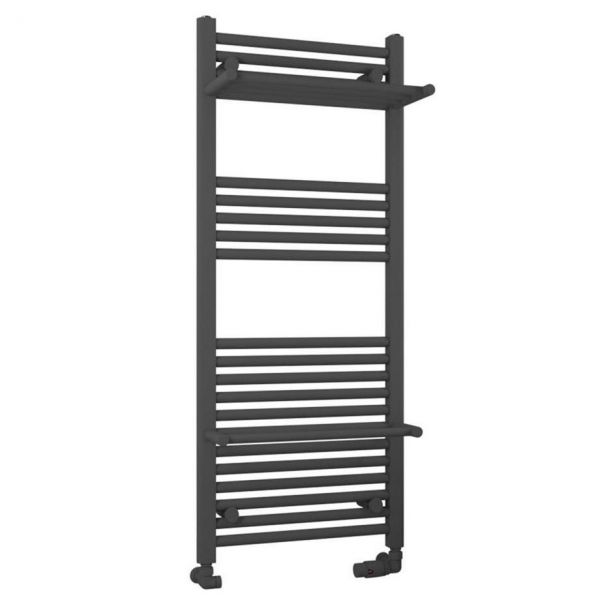 Eastbrook Haddenham 1200 x 500 Straight Matt Anthracite Towel Rail with Heated Shelves