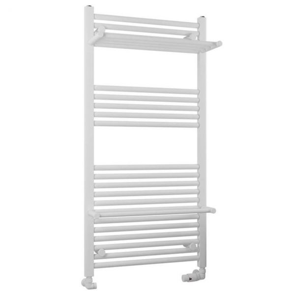 Eastbrook Haddenham 1200 x 600 Straight Matt White Towel Rail with Heated Shelves