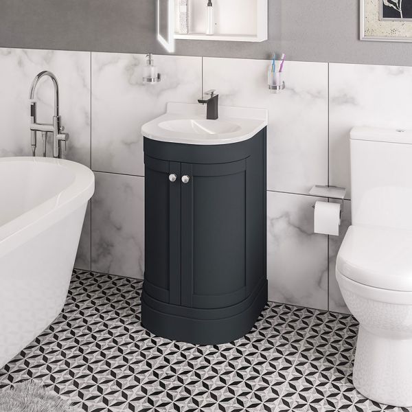 Eastbrook Hardwick 500 Anthracite Floor Standing Curved Vanity Unit #2