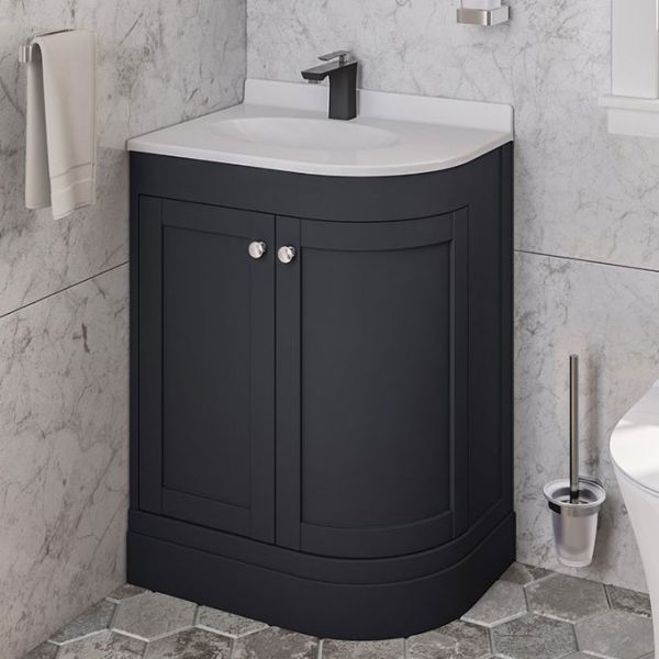 Eastbrook Hardwick 600 Anthracite Floor Standing Left Hand Curved Vanity Unit