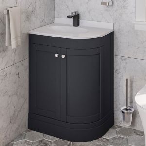 Eastbrook Hardwick 600 Anthracite Floor Standing Left Hand Curved Vanity Unit