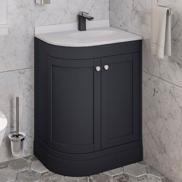 Eastbrook Hardwick 600 Anthracite Floor Standing Right Hand Curved Vanity Unit