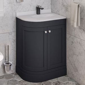 Eastbrook Hardwick 600 Anthracite Floor Standing Right Hand Curved Vanity Unit