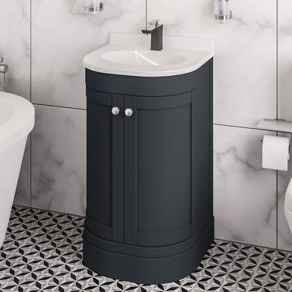 Eastbrook Hardwick 600 Anthracite Floor Standing Curved Vanity Unit