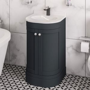 Eastbrook Hardwick 600 Anthracite Floor Standing Curved Vanity Unit