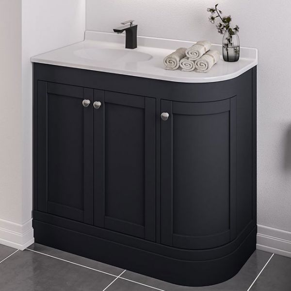 Eastbrook Hardwick 900 Anthracite Floor Standing Left Hand Curved Vanity Unit