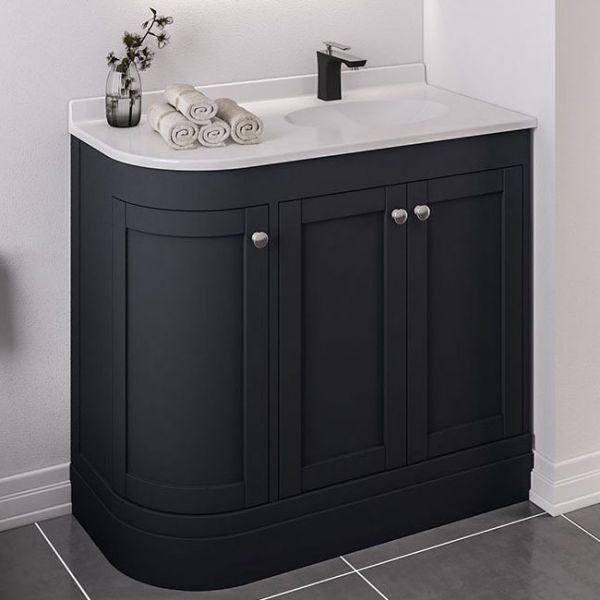 Eastbrook Hardwick 900 Anthracite Floor Standing Right Hand Curved Vanity Unit