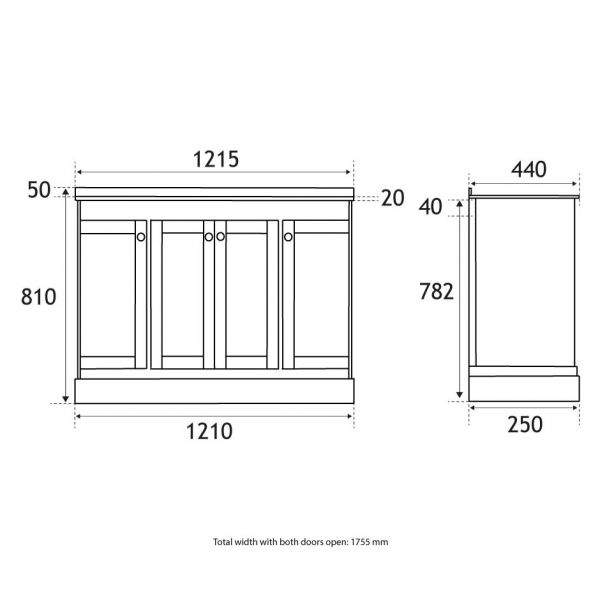 Eastbrook Hardwick 1200 Blue Floor Standing Curved Double Vanity Unit #2