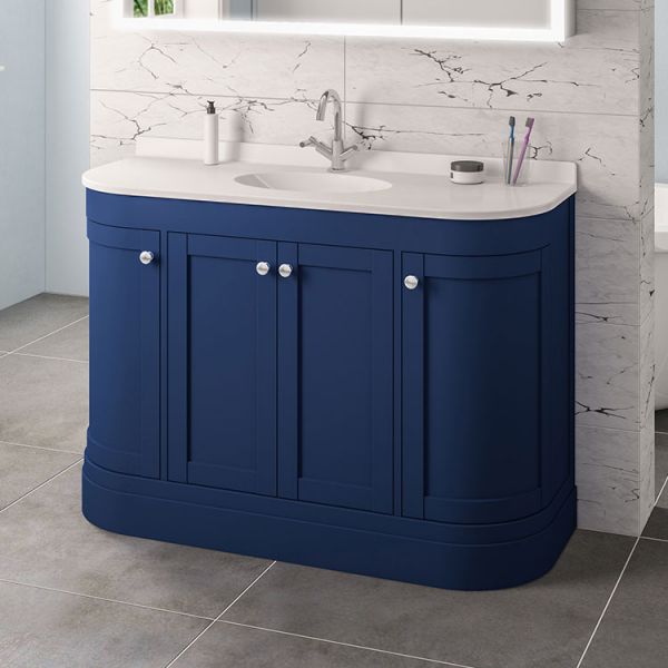 Eastbrook Hardwick 1200 Blue Floor Standing Curved Vanity Unit